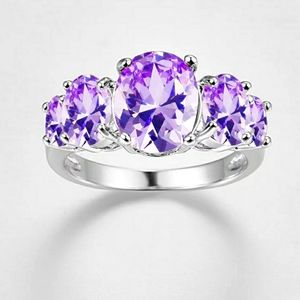 Gorgeous purple simulated amethyst silver ring